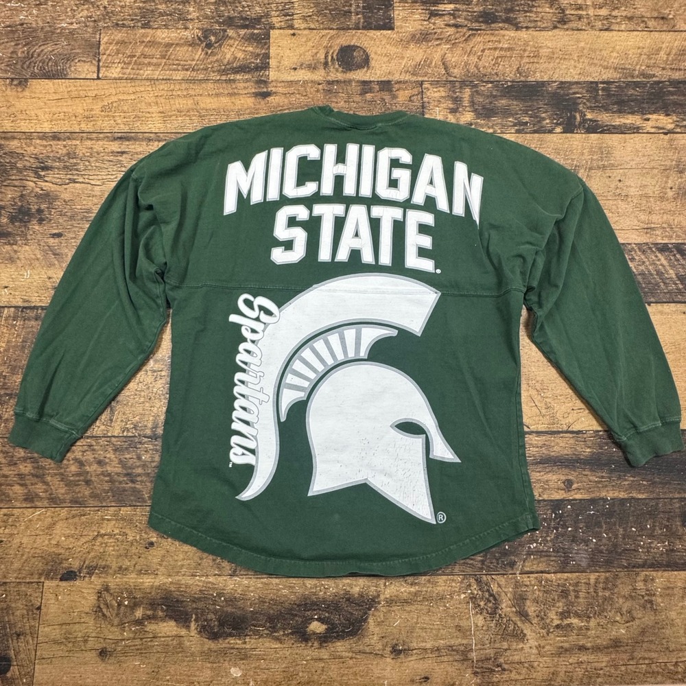 Spirit Jersey Michigan State Spartans Green Long Sleeve T-Shirt Men's‎ Medium